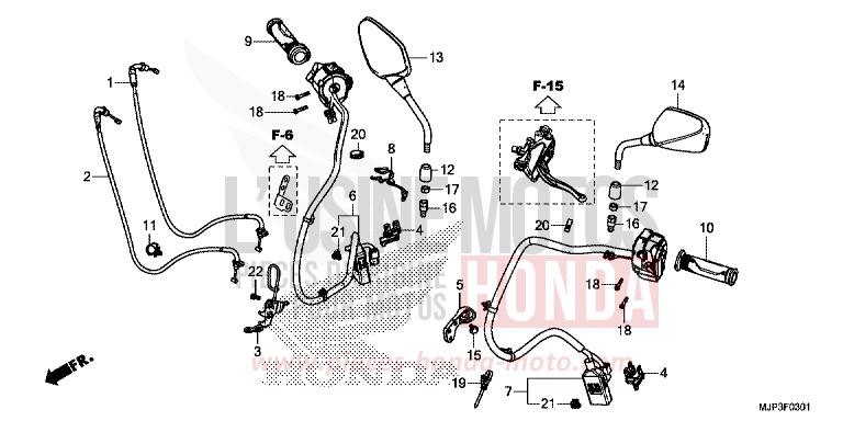 SCHALTER/KABEL (CRF1000D) von Africa Twin MAT BALLISTIC BLACK METALLIC (NHA86) von 2016